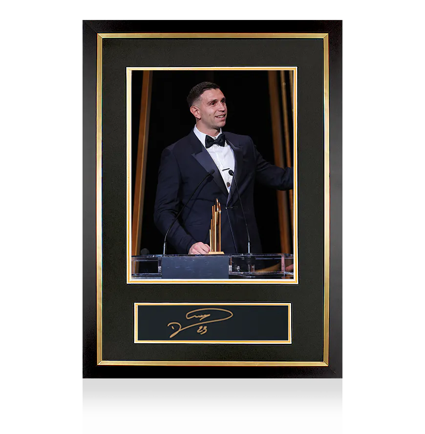 Emiliano Martinez Official Ballon d'Or™ Signed Plaque and Photo Frame- Signed In Gold: 2024 Yachine Trophy Winner
