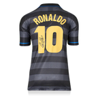 Ronaldo Official Ballon d'Or™ Back Signed and Hero Framed Internazionale 1998 UEFA Cup Final Shirt