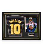 Ronaldo Official Ballon d'Or™ Back Signed and Hero Framed Internazionale 1998 UEFA Cup Final Shirt