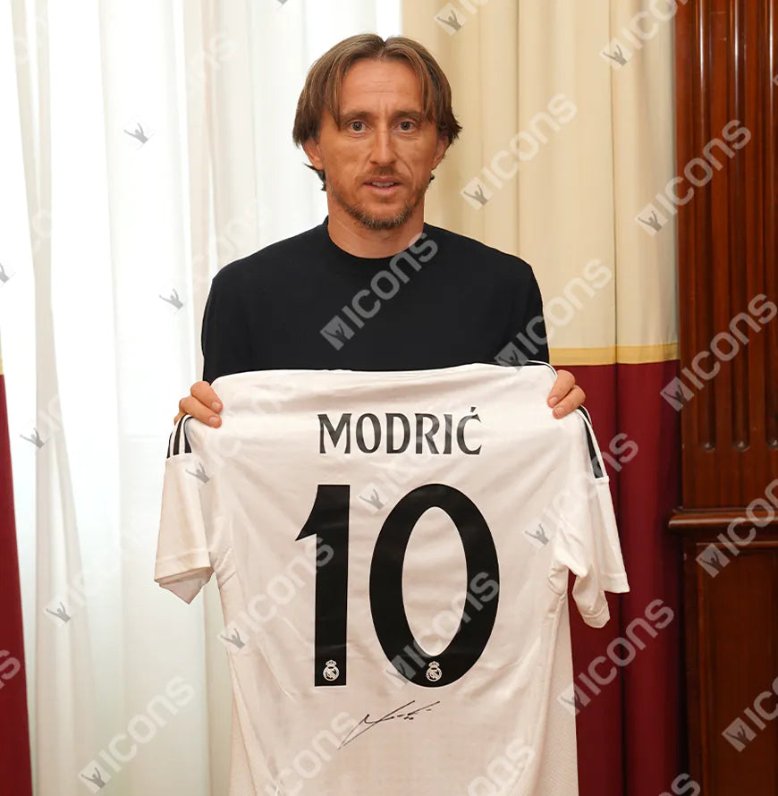 Luka Modric Official Ballon d'Or™ Back Signed and Hero Framed Real Madrid 2024-25 Home Shirt