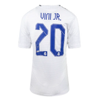 Maillot domicile moderne du Real Madrid de Vinicius Jr, officiel, signé au dos et encadré « Ballon d'Or™ » : vainqueur du prix Sócrates 2023