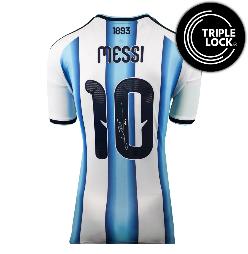 Lionel Messi Official Ballon d'Or™ Back Signed and Hero Framed Argentina 2026 Home Shirt