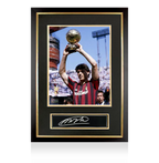 Placa y marco de fotos oficiales con autógrafo del Balón de Oro™ de Marco van Basten: ganador de 1988