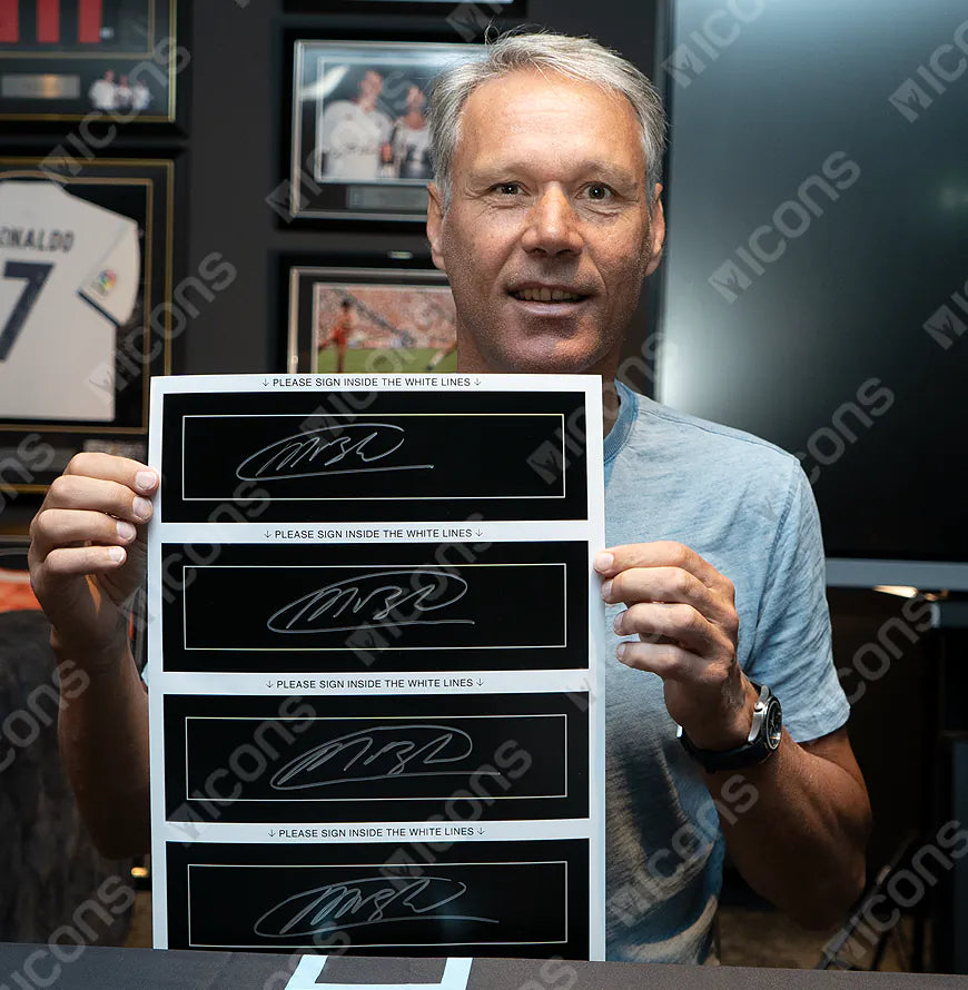Placa y marco de fotos oficiales con autógrafo del Balón de Oro™ de Marco van Basten: ganador de 1988