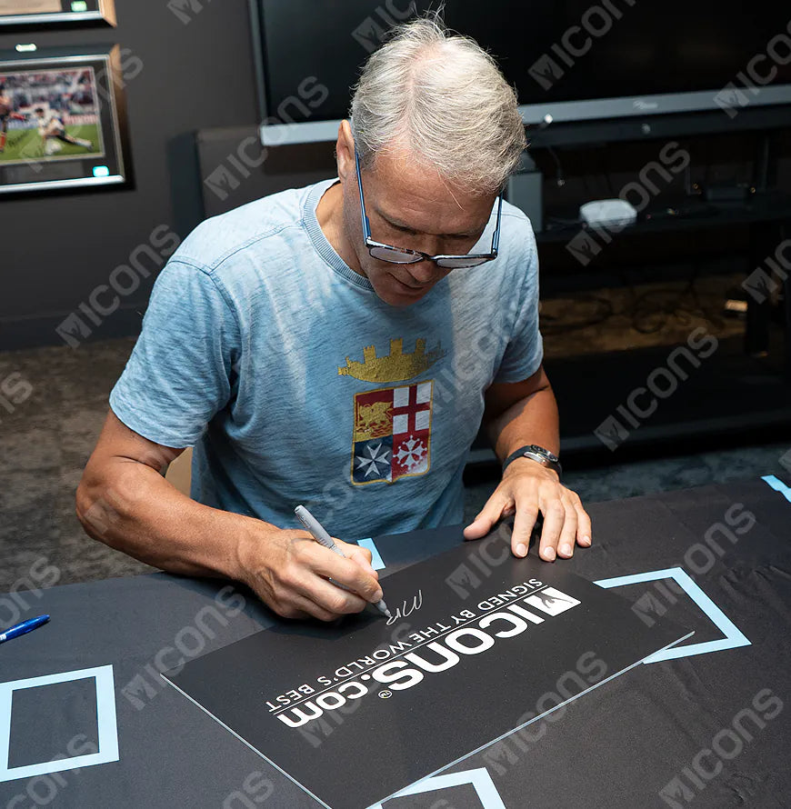 Placa y marco de fotos oficiales con autógrafo del Balón de Oro™ de Marco van Basten: ganador de 1988