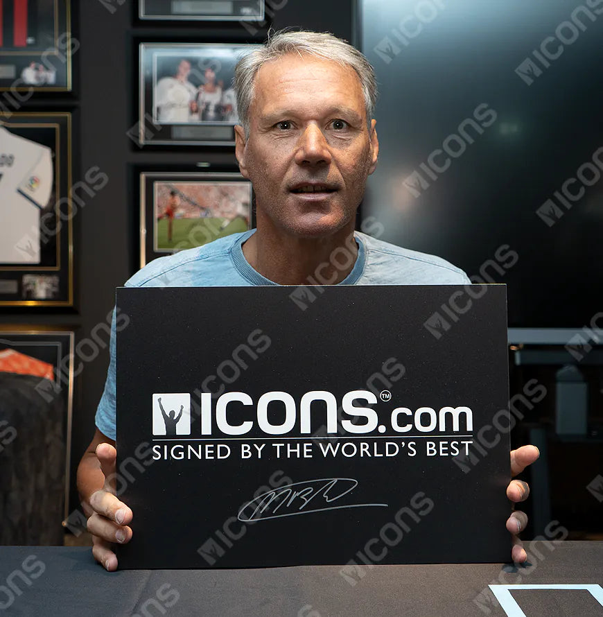 Placa y marco de fotos oficiales con autógrafo del Balón de Oro™ de Marco van Basten: ganador de 1988